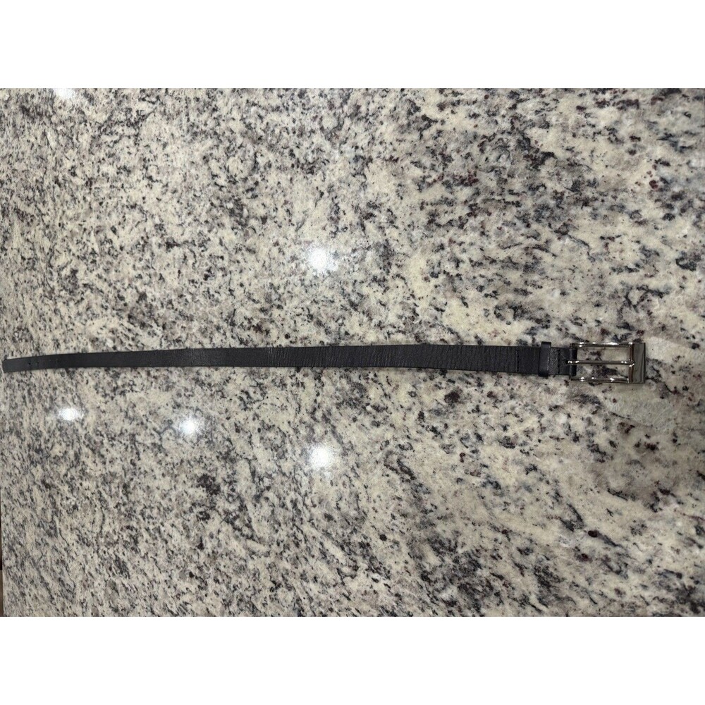 Nordstrom Women’s Genuine Leather Black Belt Size XL Made In Brazil Silver Tone